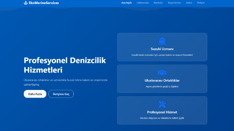 MARİNE SERVİCES için bir web sitesi hazırladım
