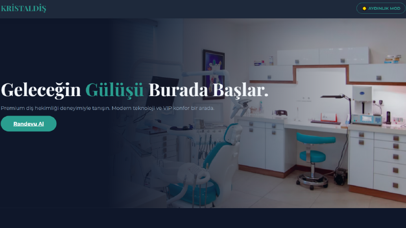 Hazırladığım örnek bir Dişçi Web Arayüzü