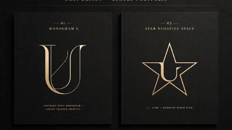 Siyah ve gold konseptli lüks logo tasarımı. Moda, güzellik, kuyumcu ve premium markalar için ideal.
