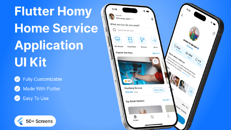Flutter ev hizmeti kullanıcı arayüzü