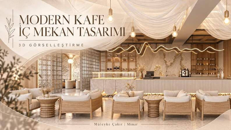 Modern Kafe İç Mekân Tasarımı | 3D Görselleştirme