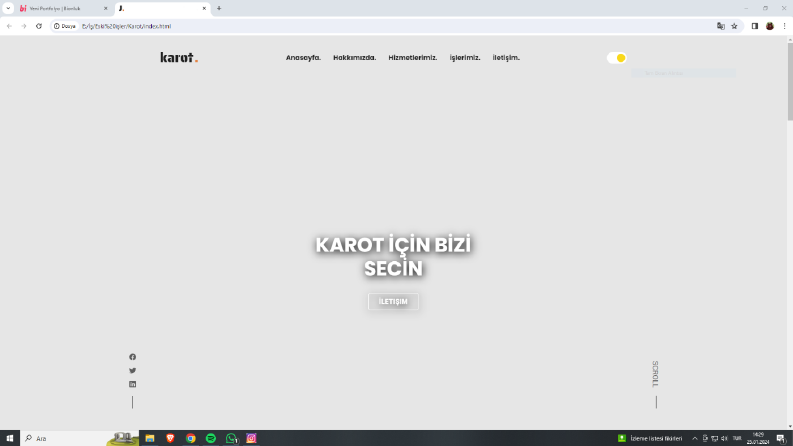 Karot hizmeti veren bir firma için hazırladığım site / F-E