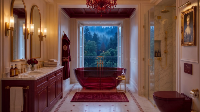 Bordo Country Banyo Tasarımı