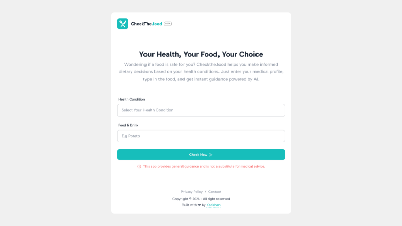 CheckThe.Food - Sağlığa Dayalı Gıda Güvenliği Uygulaması