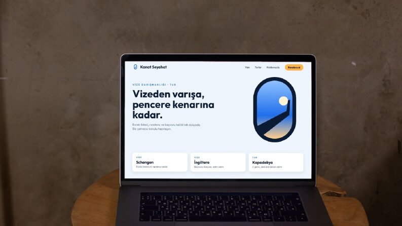 Kanat Seyahat · Turizm ve vize logosu, web ve afiş