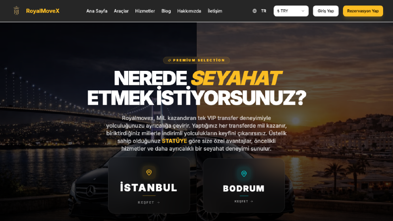 RoyalMoveX - VIP Transfer Rezervasyon Sitesi