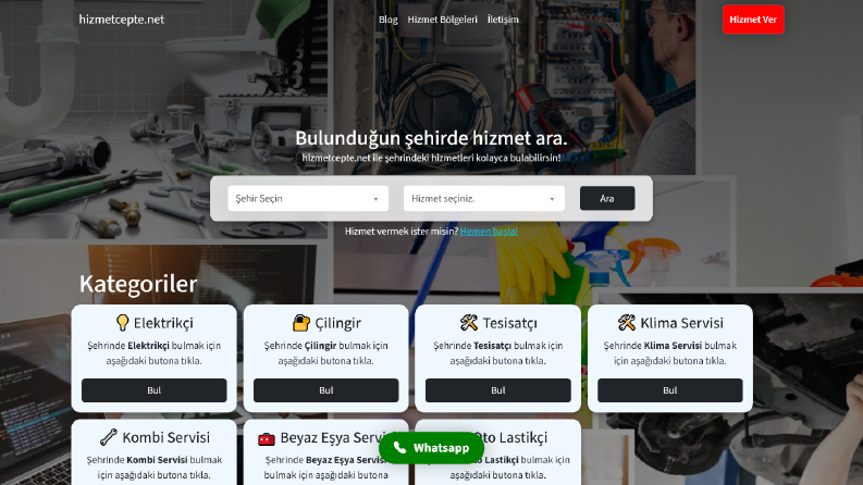 Hizmetcepte - Yerel işletmeleri tanıtan websitesi