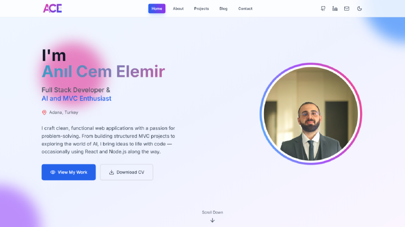 React & TypeScript ile Geliştirilmiş Modern Portfolyo Sitem