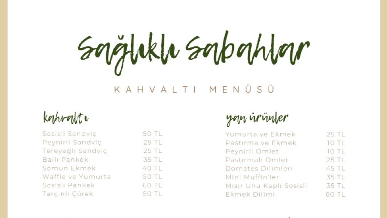 Menü tasarımı