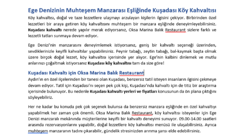 Oksa Marina Balık Restaurant - Blog Yazısı