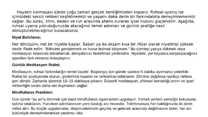 Ruhsal Uyanış & Mindfulness 