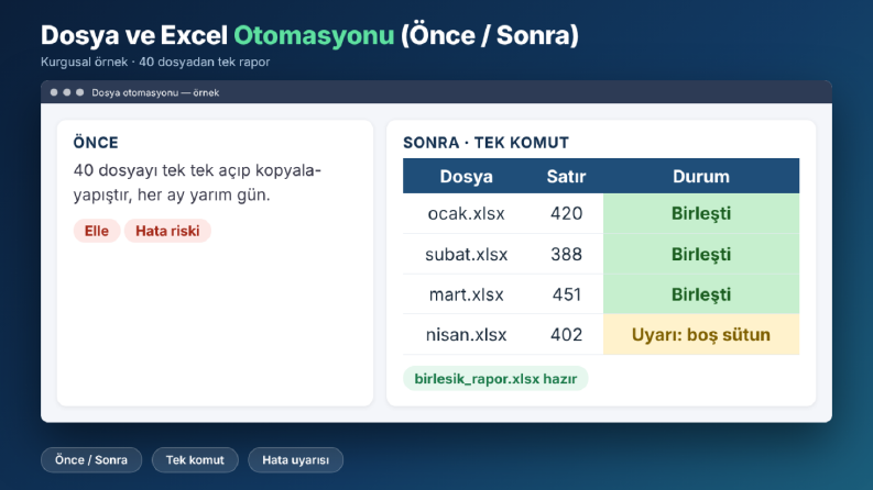 Dosya ve Excel Otomasyonu (Önce / Sonra)