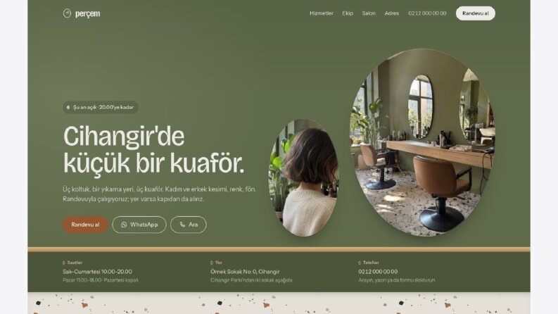 Perçem Kuaför - Konsept Web Sitesi