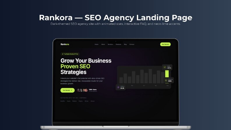 Dark Theme SEO Ajans Sitesi | Animasyonlu & Responsive