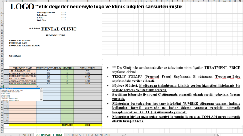 Excel Otomatik Veri Çekmeli ve Toplam Çarpımlı Teklif Formu