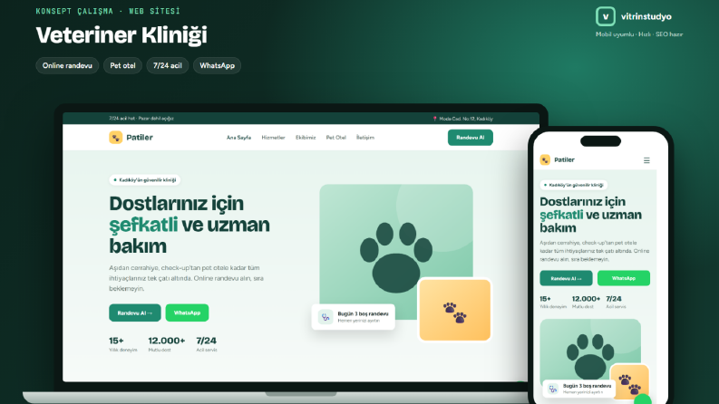 Patiler Veteriner Kliniği - Konsept Web Sitesi