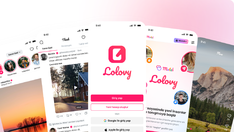 Lolovy - Yeni Nesil Sosyal Medya Mobile App UI/UX Tasarımı