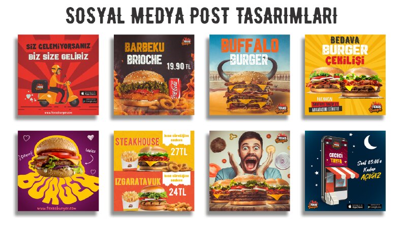 Texas burger sosyal medya tasarımları