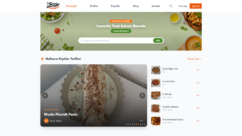 Bişir - Modern Yemek Tarifi Web Sitesi 