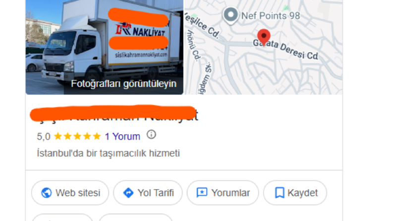 Nakliyat firmamıza Google harita kaydı ve web sitesi hizmeti