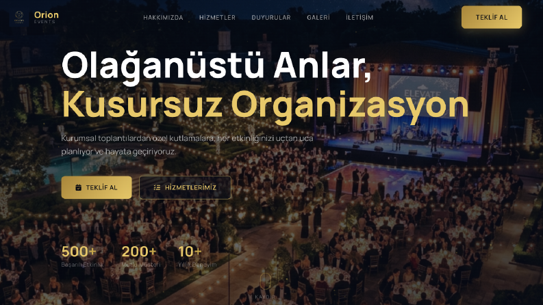 Orion Events - Web Site Yapımı
