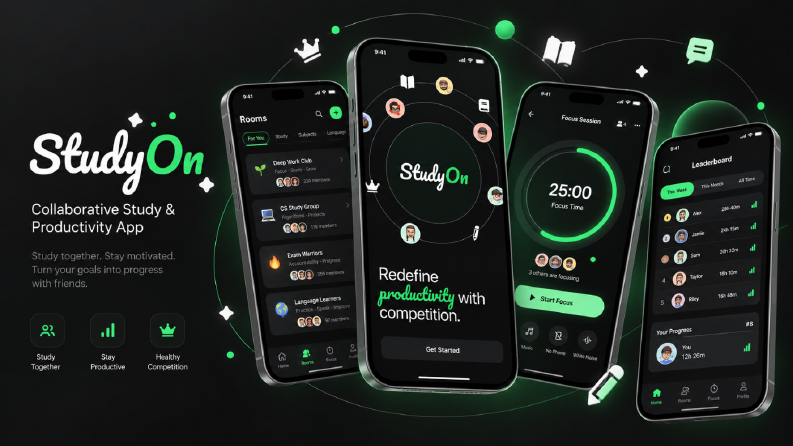 StudyOn | Modern Mobil Uygulama UI/UX Tasarımı