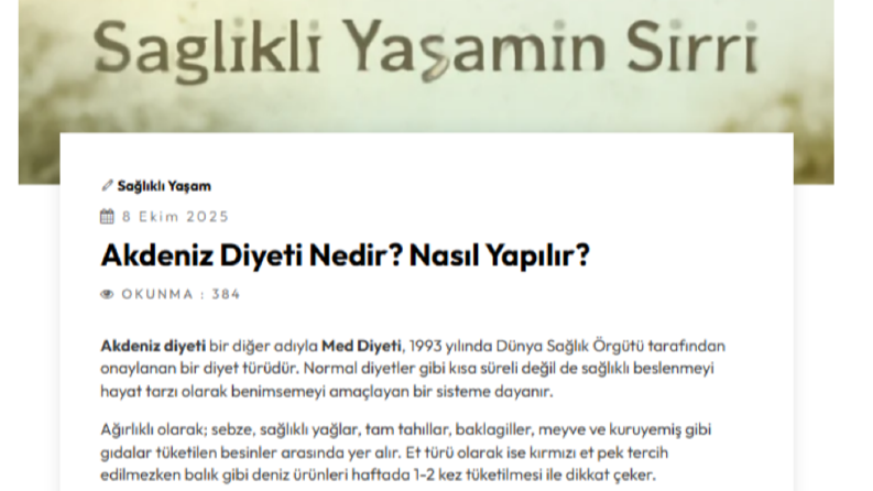 Akdeniz Diyeti Nedir? Nasıl Yapılır?