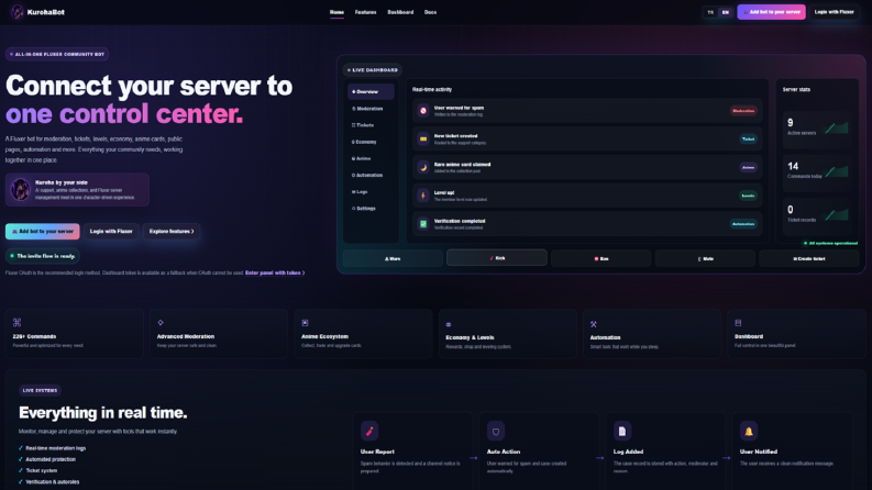 Fluxer / Discord Bot Yönetim ve Tanıtım Sitesi