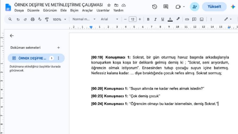 Zaman Damgalı Profesyonel Ses ve Video Deşifre Örneği