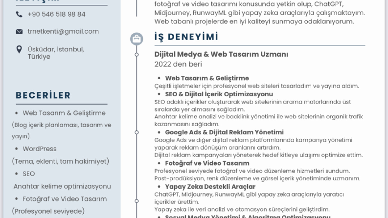 Profesyonel, SEO Uyumlu, Hızlı ve Mobil Dostu Web Sitesi Tasarlayarak İşletmenizi Dijitalde Güçlendirebilirim