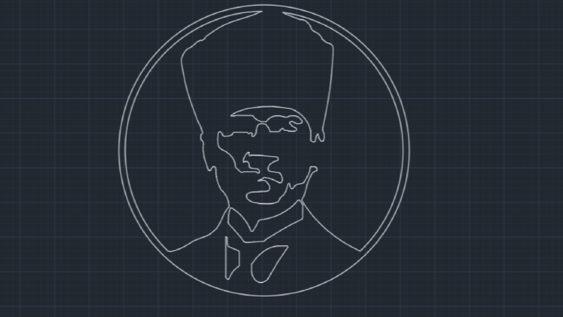 AutoCad ile Lazer için Atatürk Tablosu Çizimi