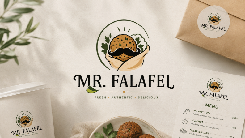 Mr. Falafel | Restoran Logo & Marka Kimliği