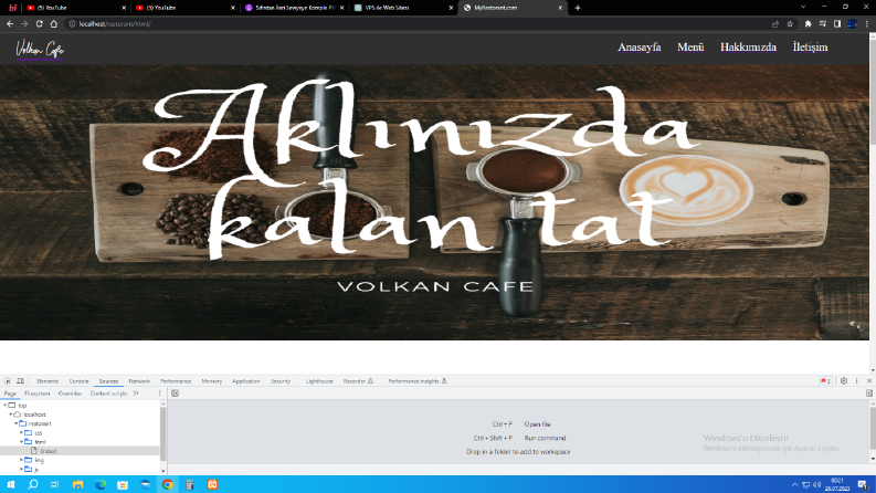 cafe web sitesi örneği