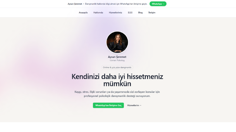 Aysun Hanım için hazırladığım blog sitesi
