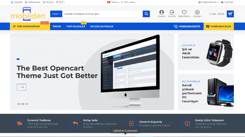 Opencart Alışveriş sitesi