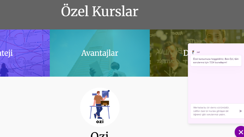 Ozi - Özel Kurslar için Web Sitesi Destek Asistanı