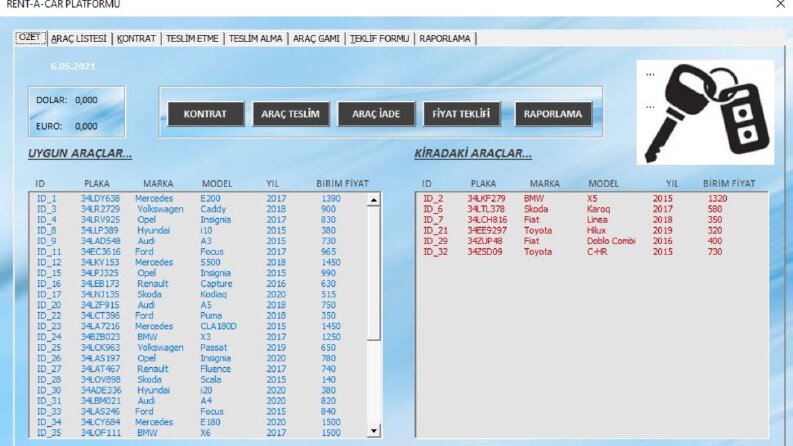 Araç Kiralama Takip Programı