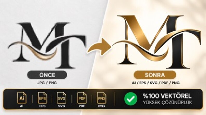 Pikselli Monogram Logoyu Vektörel Formata Dönüştürme