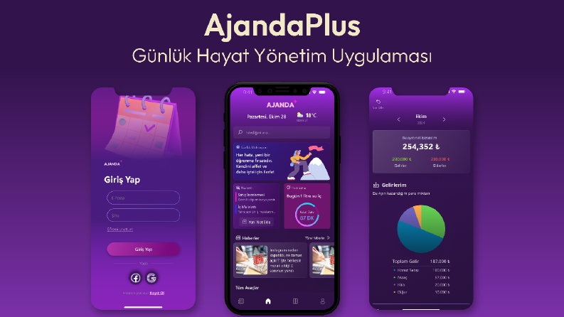 AjandaPlus Uygulama Arayüz Tasarımı