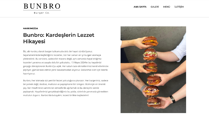 Bunbro Burger Web Site Yapımı