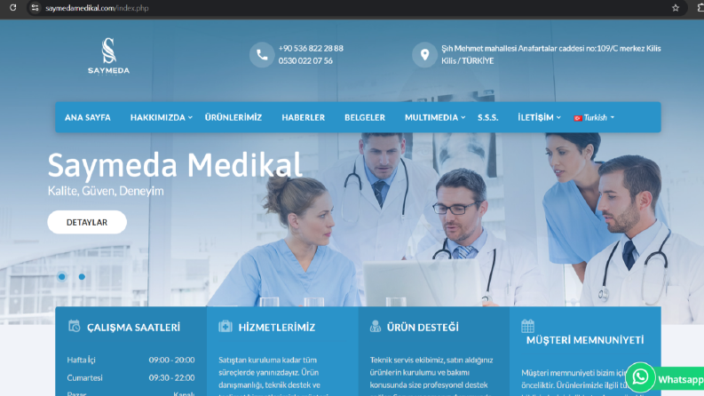 Saymeda Medikal firması için kurumsal websitesi tasarladım