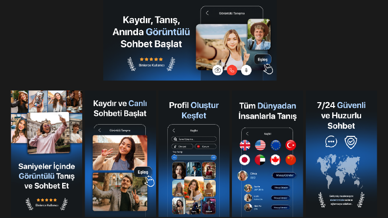 Video Chat App, Play Store App Store Tasarımı