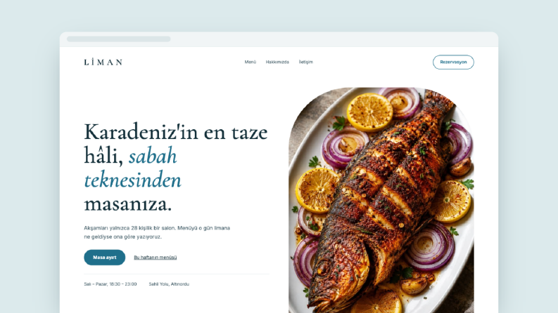 Balık restoranı için web sitesi tasarımı