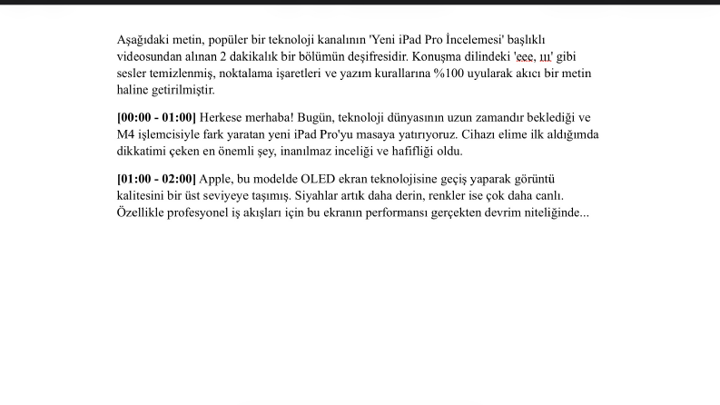 YouTube Deşifre Örneği (Tek Konuşmacı)
