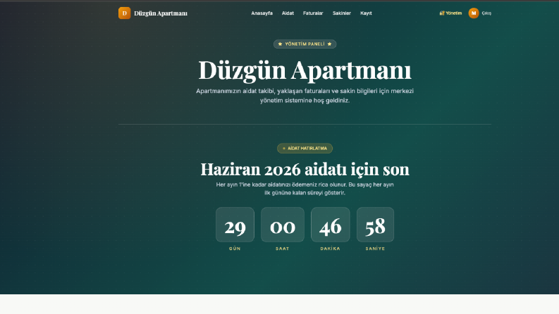 Apartman Yönetim Sistemi Web Uygulaması