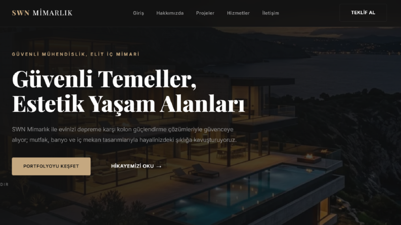 Mimarlık Firması Modern Responsive Web Arayüz Tasarımı