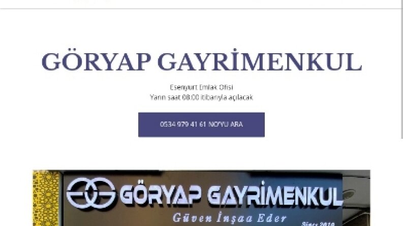 Göryap Gayrimenkul için yaptığım web site