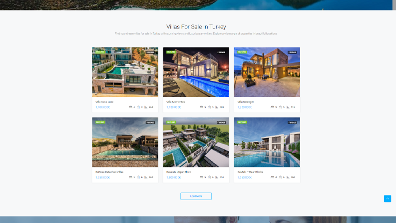Lüks Villa Satış Sitei İçin Web Tasarım ve Kurulum Hizmeti