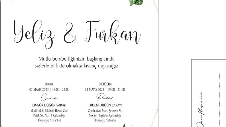 Kişiye özel Davetiye Tasarımı
