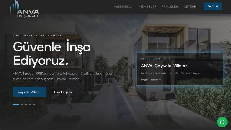 ANVA İnşaat — Kurumsal Web Sitesi